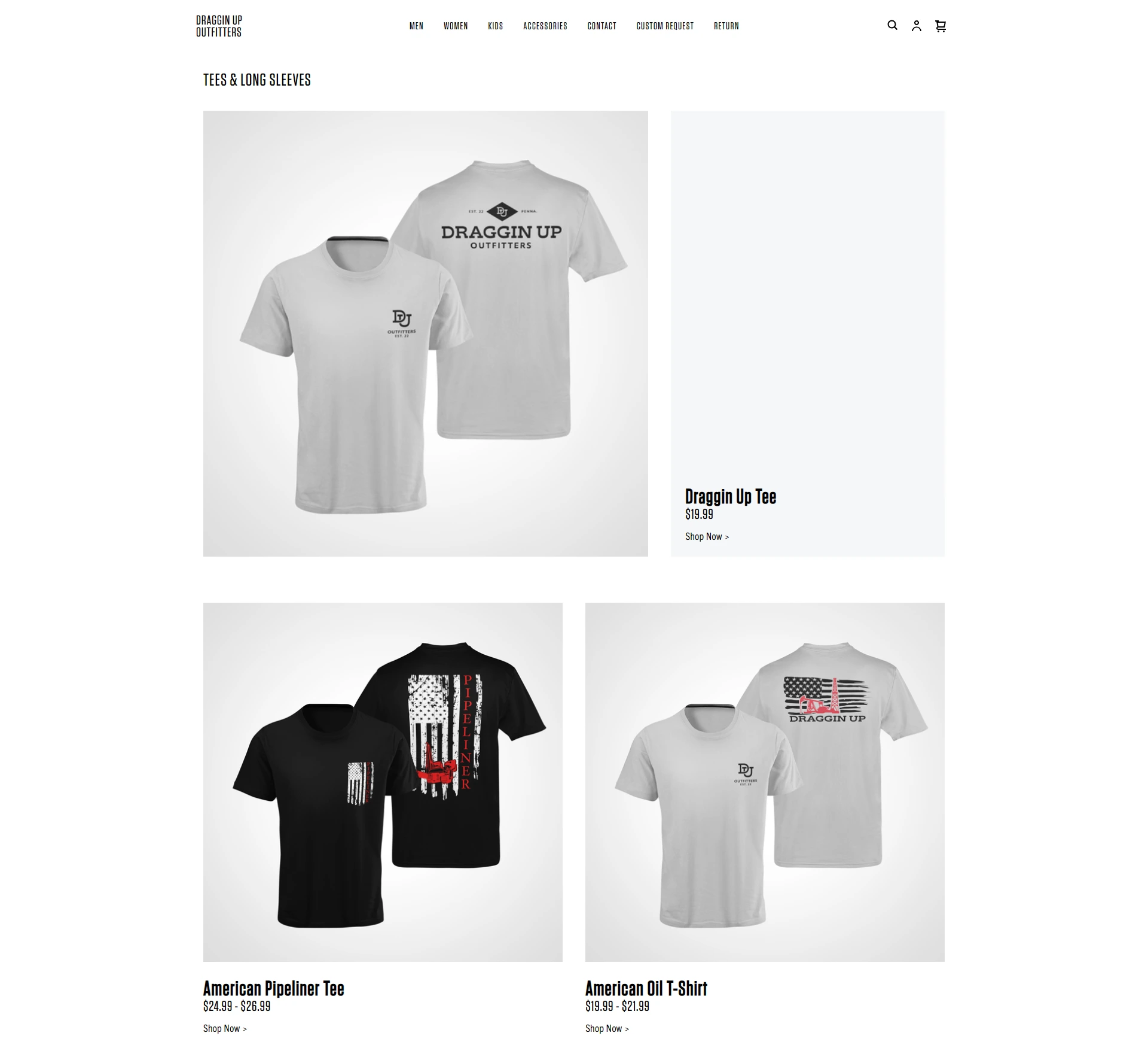 Tee shirts screenshot of Draggin Up Outfitters