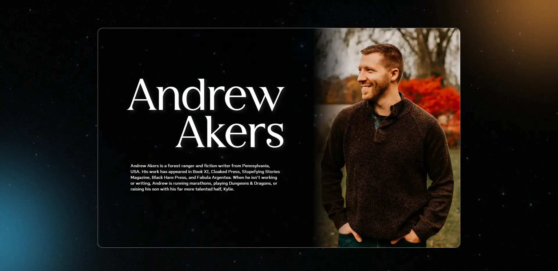 Bio screenshot of Andrew Akers